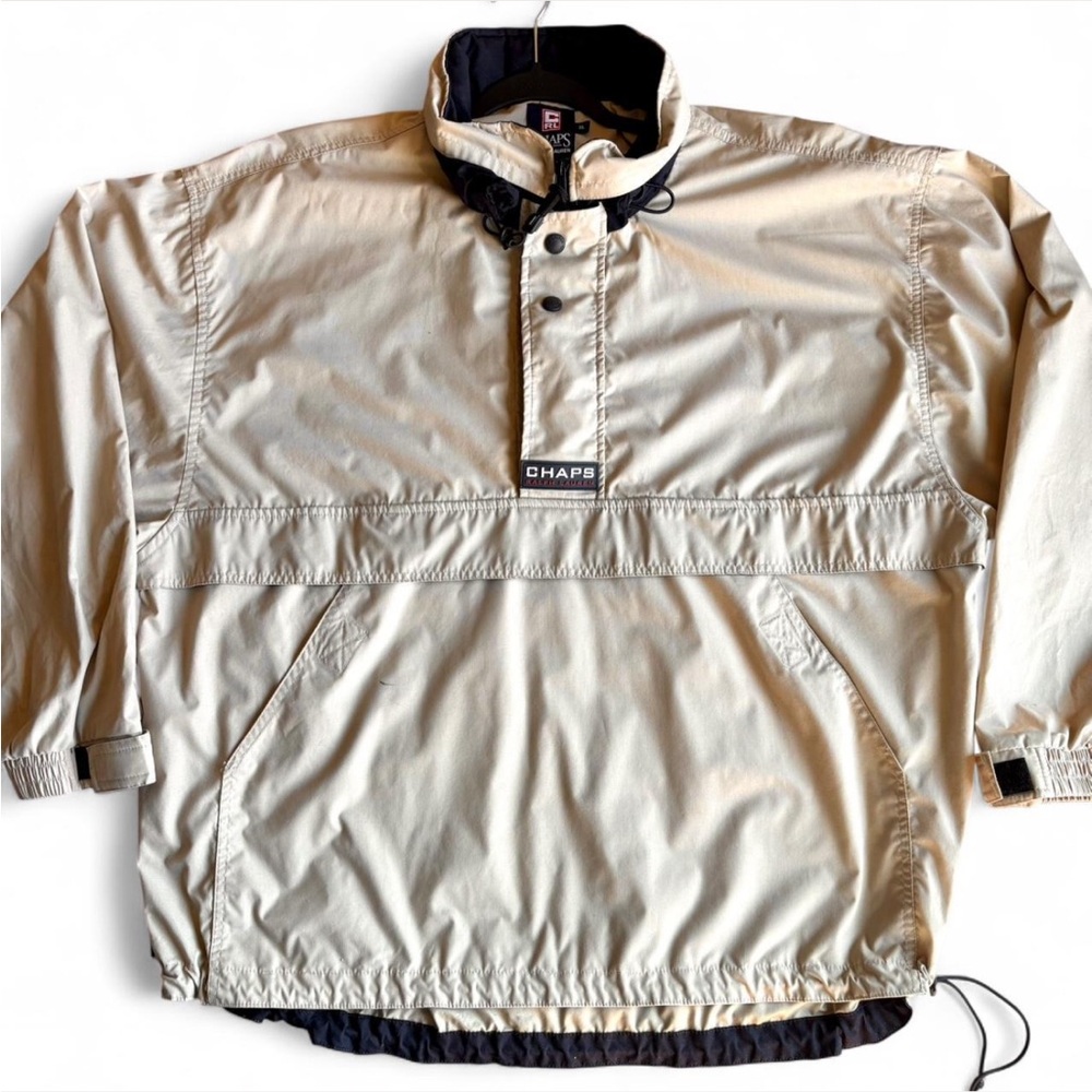 Ralph Lauren Cream Windbreaker Pullover with Black Collar